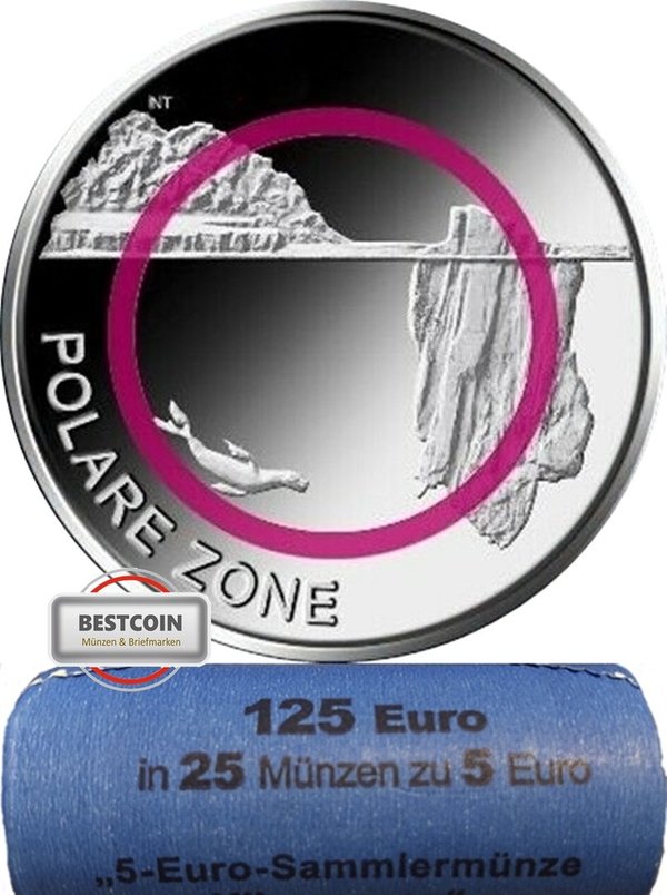 5 Euro Polare Zone 2021 A originale Rolle, 25 Stück, Vorverkauf